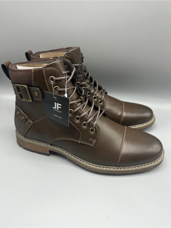 JF J. Ferrar Memory Foam Faux Leather Lace Up Boots Men’s Size 10.5M Brown main image 13